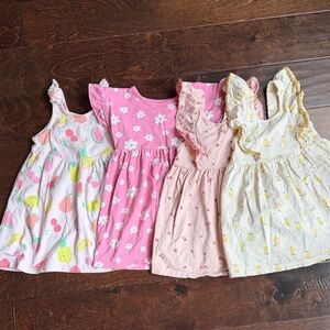 Set of Four Girls' Sleeveless Summer Dresses - 2T - Fruits, Flowers, Lemons